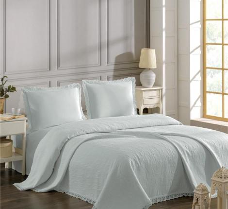 Покрывало "DO&CO" Жаккард с гипюром 220x240 CALISTA, зелёный