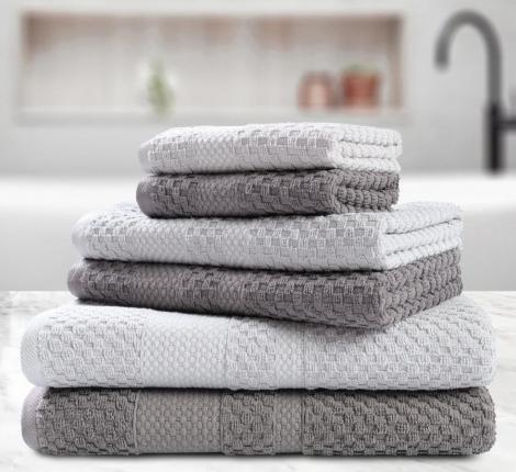 Набор полотенец AKAY "LAMA" 6 шт. (33*50-2, 50*80-2, 70*130-2), темно серый-светло серый