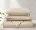Постельное бельё "KARTEKS" сатин однотонный с кантом HK-02 (светло-бежевый), Евро