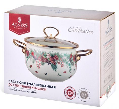 Кастрюля эмалированная со стеклянной крышкой "CELEBRATION", 2.8 л