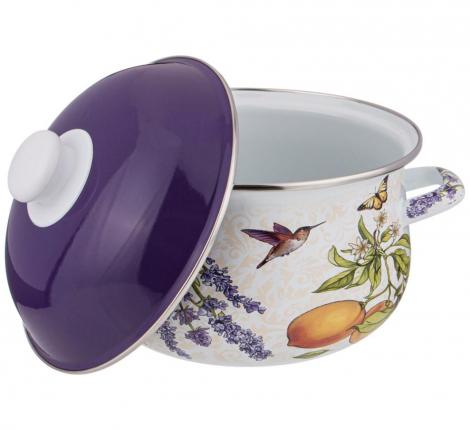 Набор эмалированных кастрюль с крышкой  "ПРОВАНС ЛИМОНЫ" , на 4 предмета