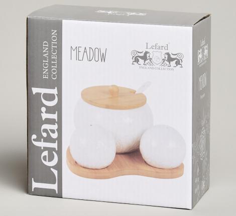 Набор для специй "MEADOW", 3 предмета, на деревянной подставке 15,5*15,5*10 см