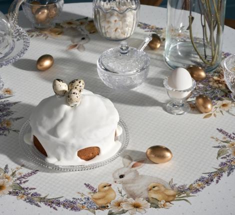 Скатерть круглая с пропиткой "ЛАВАНДОВАЯ ВЕСНА", 145 см