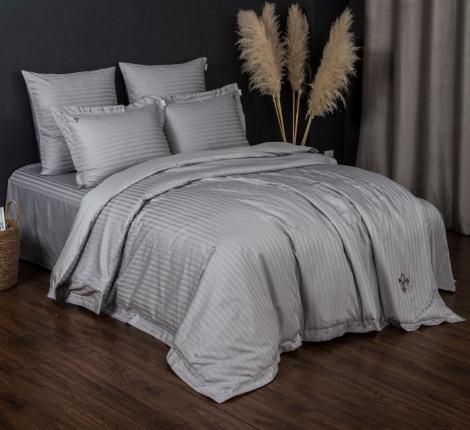 Постельное белье "Kazanov.A." Stripe Royal (серебро) Страйп Сатин, Евро