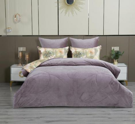 Постельное белье с одеялом "Kazanov.A." Муаре (пыльная орхидея) Велюр/Egypt Cotton, Евро