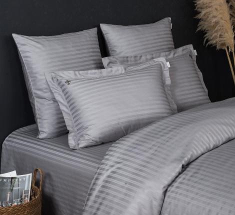 Постельное белье "Kazanov.A." Stripe Royal (серебро) Страйп Сатин, 1,5 спальный