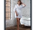 Халат женский вафельный с кружевом Maison D'or "ROCHELLA" (белый), XL(50)-XXL(52)