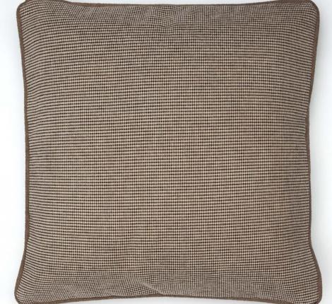 Подушка декоративная "CUBE" 40х40, бежево-коричневая клетка (кант коричневый)
