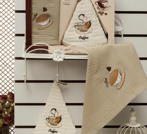 Салфетки вафельные "METEOR" (50*50)(50*70) 2 шт. MARISOL KAHVE