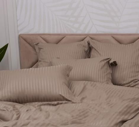 Постельное белье "Sofi de Marko" Моне (темно-бежевый) Страйп Сатин, Семейный