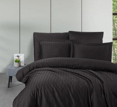 Постельное бельё "DO&CO" Сатин DELUX STRIPE, Евро (шоколадный)