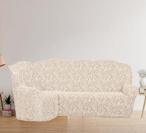 Чехол на 3-х местный угловой диван Karteks "Классика" KAR 018-02, кремовый