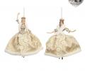 Ёлочная игрушка 2 шт. "ТАНЦУЮЩИЕ ДЕВУШКИ" (шампань и кремовый), высота 16,5 см