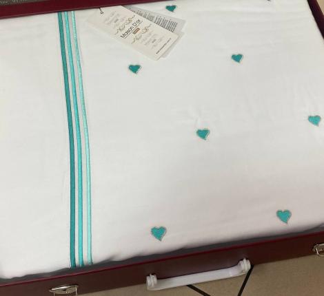 Постельное бельё "Maison D'or" LAMOUR Сатин Евро, бело-ментоловый