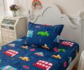Постельное белье детское "Sofi de Marko" Трафик (синий) Сатин, 1,5 спальный