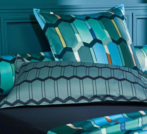 Постельное бельё "Blanc des Vosges" MOSAIC COBALT Сатин ДеЛюкс, Евро