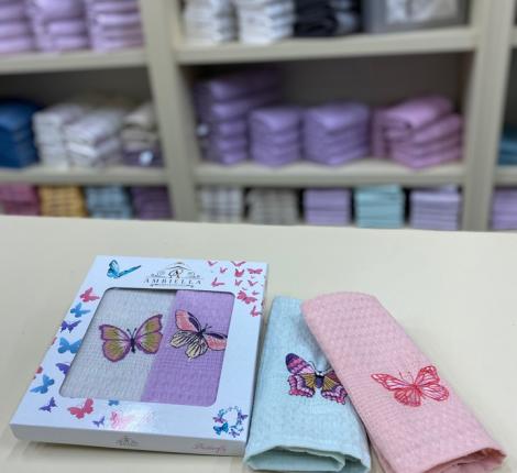Набор вафельных салфеток "AMBIELLA" БАБОЧКИ, 40х60-2 шт.
