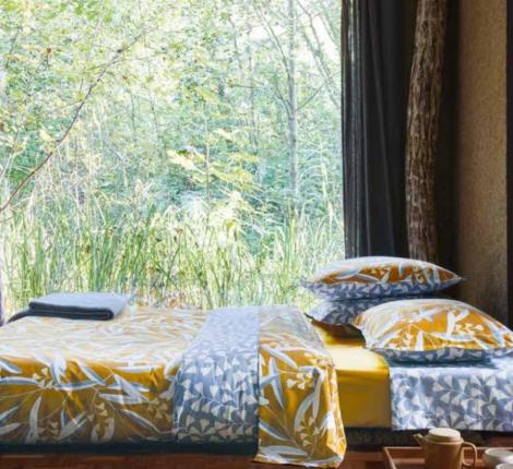 Постельное бельё "Blanc des Vosges" BOTANICO OCHRE (желтый) перкаль, Евро