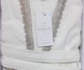 Халат женский махровый с вышивкой Maison D'or "SIDNEY" (кремовый), XL(50)-XXL(52)