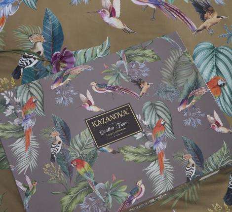 Постельное белье "Kazanov.A." Колибри Каллиопа (олива золото) Велюр/Egypt Cotton, Евро
