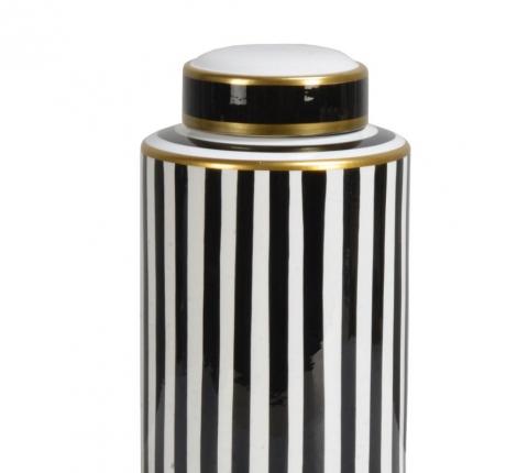 Ваза с крышкой "CANNISTER" (черно-белый) керамика, высота 27,5 см