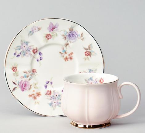 Чайный набор "ВРЕМЕНА ГОДА" 42-566 на 6 персон, 12 предметов (250 мл), розовый