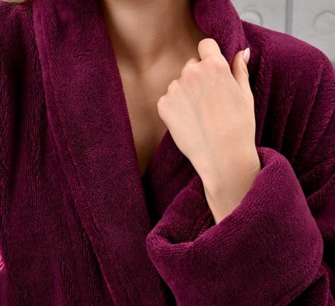 Халат женский трига с капюшоном "AMBIELLA A-1215" фиолетовый, L/XL