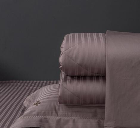 Постельное белье с одеялом "Kazanov.A." Stripe Royal (капучино) Страйп Сатин, Семейный