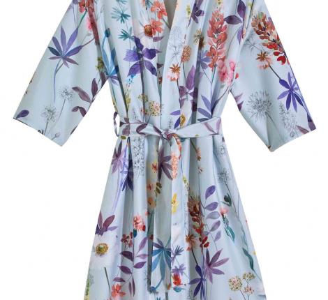 Халат короткий "Blanc des Vosges" FLORILEGE BOIS DE ROSE сатин, S
