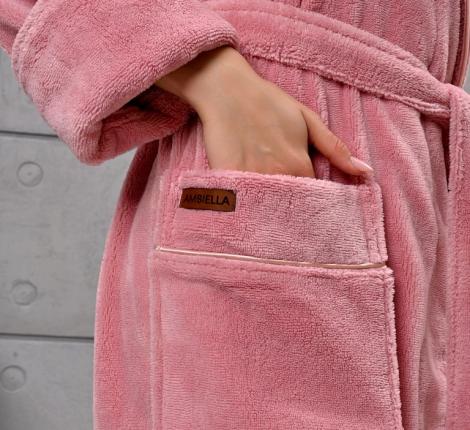 Халат женский трига с капюшоном "AMBIELLA A-1215" пудра, S/M