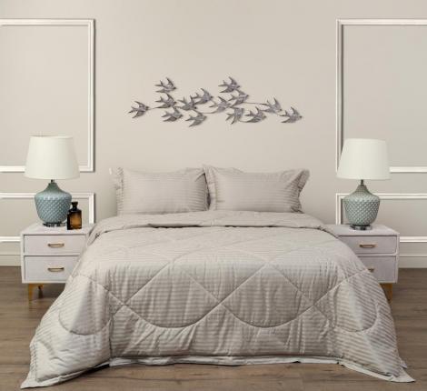 Постельное белье с одеялом "Sofi de Marko" Федерико (бежевый) Страйп Сатин, Евро