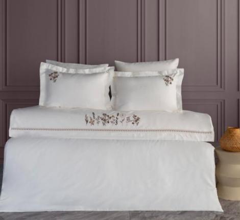 Постельное бельё "DANTELA VITA" сатин с вышивкой VERIA (бежевый), Евро