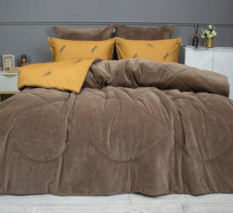 Постельное белье с одеялом "Kazanov.A." Ягуар (какао охра) Велюр/Egypt Cotton, Евро