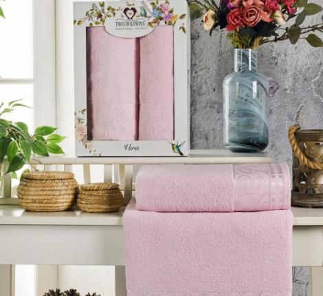 Комплект махровых полотенец &quot;TWO DOLPHINS&quot; (50x90/70х140) 2 шт.VERA, светло-розовый
