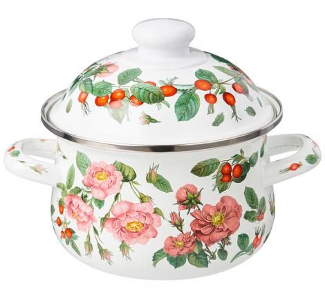 Кастрюля эмалированная с крышкой "ШИПОВНИК", 3.6 л