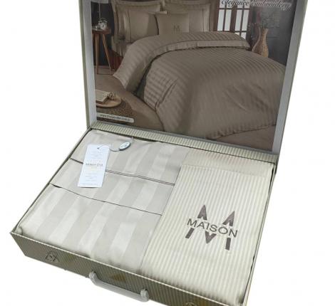 Постельное бельё "Maison D'or" ELEGANCE Страйп-сатин Евро, бежевый