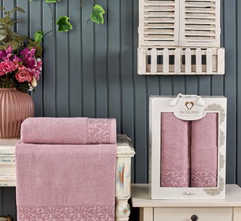 Комплект махровых полотенец "TWO DOLPHINS" (50x90/70х140) 2 шт. DNIPRO, лиловый