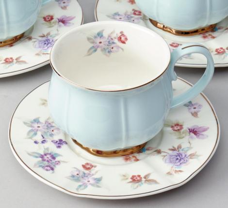 Чайный набор "ВРЕМЕНА ГОДА" 42-565 на 6 персон, 12 предметов (250 мл), голубой