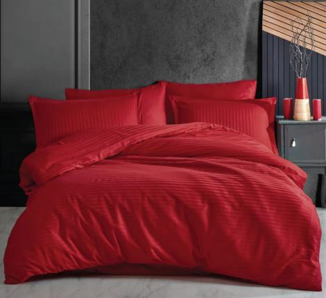 Постельное белье Clasy Satin Gizgili "DUZ RENK KIRMIZI", Евро