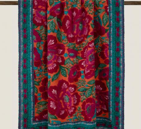 Плед шерстяной Frati "JAIPUR" (розово-бирюзовый), 150x190