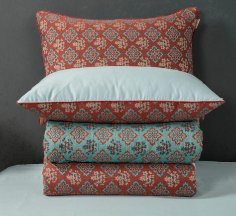 Постельное белье с одеялом "Kazanov.A." Марокко (тиффани красная охра) Муслин, Евро