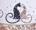 Скатерть круглая с пропиткой SANTALINO "ПАРИЖСКИЕ КОТЫ" 150 см, белый