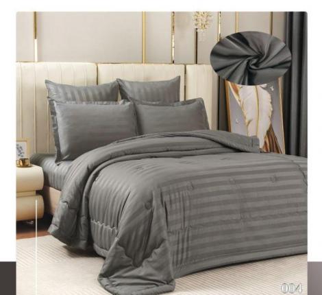 Постельное бельё c одеялом EFOR SATEN модель 2 (тёмно-серый), Евро