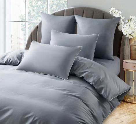 Постельное бельё "KARTEKS" сатин однотонный с кантом HK-04 (серый), Евро