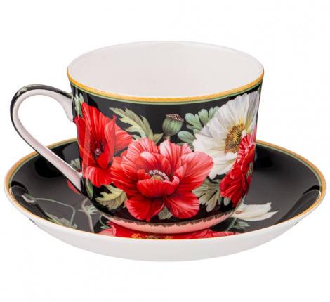 Чайная пара "МАКИ", 500 мл (чёрная)