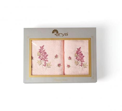 Набор махровых полотенец Arya с вышивкой 50X90-70X140 Mania, Розовый