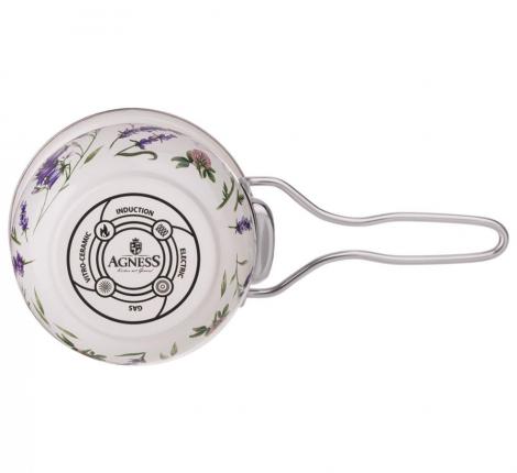 Ковш эмалированный со стеклянной крышкой "FLOWER STORY", 0,9 л