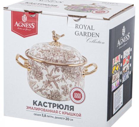 Кастрюля эмалированная с крышкой "IRISES", 3,8 л