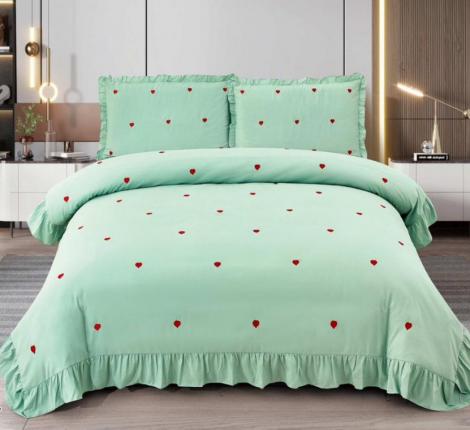 Постельное белье с вышивкой "сердце" EFOR "COTTONI Т-4" Поликоттон, Евро