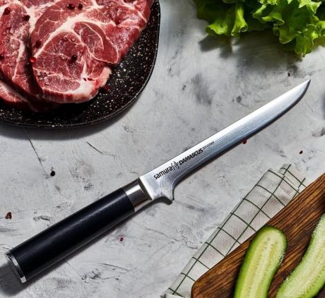 Нож кухонный "Samura DAMASCUS" обвалочный 165 мм, G-10 (с тату)